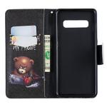 Colored Drawing Pattern Horizontal Flip Leather Case for Samsung Galaxy S10 Plus,with Holder & Card Slots & Wallet(Bear)