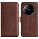 For Xiaomi 12S Ultra Dual-side Magnetic Buckle Horizontal Flip Leather Phone Case(Brown)