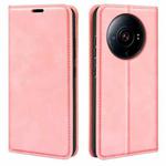 For Xiaomi 12S Ultra Retro-skin  Magnetic Suction Leather Phone Case(Pink)