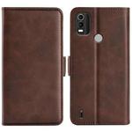 For Nokia C21 Plus Dual-side Magnetic Buckle Horizontal Flip Leather Phone Case(Brown)