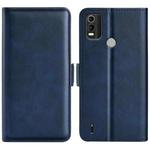 For Nokia C21 Plus Dual-side Magnetic Buckle Horizontal Flip Leather Phone Case(Dark Blue)