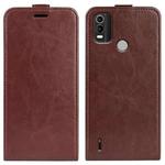 For Nokia C21 Plus R64 Texture Vertical Flip Leather Phone Case(Brown)