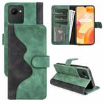 For OPPO Realme C30 4G Stitching Horizontal Flip Leather Phone Case(Green)