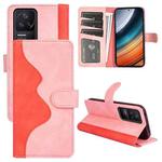 For Xiaomi Redmi K40S Stitching Horizontal Flip Leather Phone Case(Pink Red)