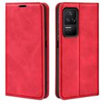 For Xiaomi Redmi K40S Retro-skin  Magnetic Suction Leather Phone Case(Red)