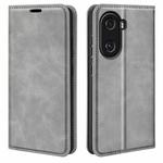 For Honor X40i  Retro-skin Magnetic Suction Leather Phone Case(Grey)