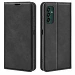 For Samsung Galaxy M13 4G Retro-skin  Magnetic Suction Leather Phone Case(Black)