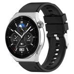 For Huawei Watch GT3 46mm 22mm Protruding Head Silicone Strap Silver Buckle(Black)