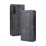 Magnetic Buckle Retro Crazy Horse Texture Horizontal Flip Leather Case for HUAWEI Honor 20 , with Holder & Card Slots & Photo Frame(Black)