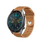 For Samsung Galaxy Watch 4 44mm 20mm Corrugated Silicone Watch Band(Brown)