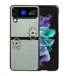 For Samsung Galaxy Z Flip4 Folding Retro Litchi Texture Phone Case(Light Green)