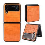 For Samsung Galaxy Z Flip4 Glossy CrocodileTexture Phone Case(Orange)