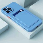 For iPhone 14 Plus Skin Feel Card Color Button TPU Case (Sky Blue)