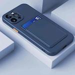 For iPhone 14 Pro Skin Feel Card Color Button TPU Case(Dark Blue)