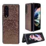 For Samsung Galaxy Z Fold4 Flower Butterfly Texture Folding Phone Case(Brown)