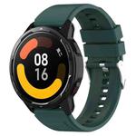 For Huami Amazfit GTS 2 20mm Protruding Head Silicone Strap Silver Buckle(Dark Green)