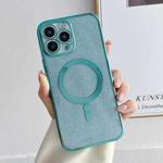 For iPhone 14 Plating Magsafe Glitter Phone Case (Light Green)