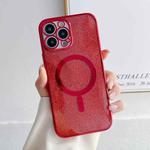 For iPhone 14 Plus Plating Magsafe Glitter Phone Case (Red)
