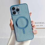 For iPhone 14 Plus Plating Magsafe Glitter Phone Case (Light Blue)