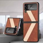For Samsung Galaxy Z Filp4 L-Shaped Fiber Stitching Folding Phone Case(Brown)