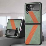 For Samsung Galaxy Z Filp4 L-Shaped Fiber Stitching Folding Phone Case(Green)