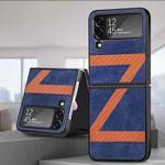 Z Shape Fiber Stitching Folding Phone Case For Samsung Galaxy Z Flip4(Blue)