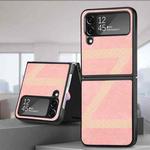 Z Shape Fiber Stitching Folding Phone Case For Samsung Galaxy Z Flip4(Pink)