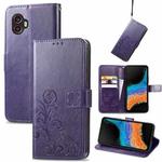 For Samsung Galaxy Xcover6 Pro Four-leaf Embossed Clasp Buckle Leather Phone Case(Purple)