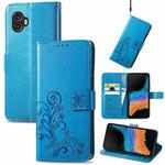 For Samsung Galaxy Xcover6 Pro Four-leaf Embossed Clasp Buckle Leather Phone Case(Blue)