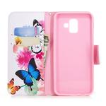 Colored Drawing Pattern Horizontal Flip Leather Case for Samsung GalaxyA6,with Holder & Card Slots & Wallet(Two Butterflies)