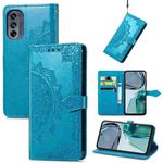 For Motorola Moto G42 Mandala Flower Embossed Leather Phone Case(Blue)