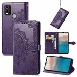 For Nokia C21 Plus Mandala Flower Embossed Leather Phone Case(Purple)