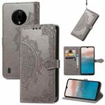 For Nokia C200 Mandala Flower Embossed Leather Phone Case(Gray)
