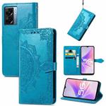 For OPPO A57 5G Mandala Flower Embossed Leather Phone Case(Blue)