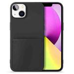 For iPhone 14 Plus Liquid Silicone Skin Feel Phone Case with Card Slot (Black)