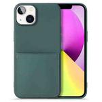 For iPhone 14 Plus Liquid Silicone Skin Feel Phone Case with Card Slot (Dark Green)
