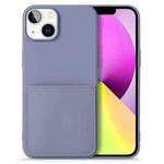 For iPhone 14 Plus Liquid Silicone Skin Feel Phone Case with Card Slot (Lavender Grey)