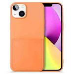 For iPhone 14 Plus Liquid Silicone Skin Feel Phone Case with Card Slot (Orange)