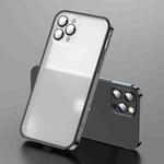 For iPhone 12 Frosted Lens Protector Lock Buckle Phone Case(Black)