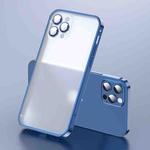 For iPhone 12 Pro Frosted Lens Protector Lock Buckle Phone Case(Blue)