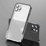 For iPhone 12 Pro Max Frosted Lens Protector Lock Buckle Phone Case(Black Silver)