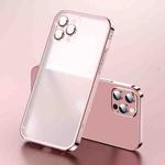 For iPhone 12 Pro Max Frosted Lens Protector Lock Buckle Phone Case(Pink)
