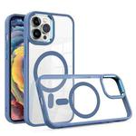 For iPhone 13 Pro Gold Shield Clear TPU MagSafe Phone Case (Blue)