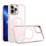 For iPhone 13 Pro Max Gold Shield Clear TPU MagSafe Phone Case (Pink)