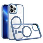 For iPhone 13 Pro Max Gold Shield Clear TPU MagSafe Phone Case (Blue)