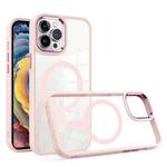 For iPhone 11 Pro Max Gold Shield Clear TPU MagSafe Phone Case (Pink)
