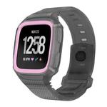 For Fitbit Versa Integrated Protection Silicone Watch Band(Grey Pink)