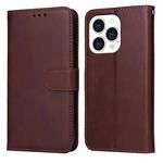 For iPhone 14 Pro Max JSM Calf Texture Leather Phone Case (Brown)