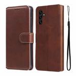 For Samsung Galaxy A13 5G JUNSUNMAY Calf Texture Leather Phone Case(Brown)