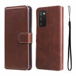 For Samsung Galaxy A03s 165.8mm US Version JUNSUNMAY Calf Texture Leather Phone Case(Brown)